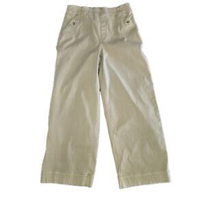 Spanx Khaki Denim Size Large Wide Leg Pull On Pants Ankle